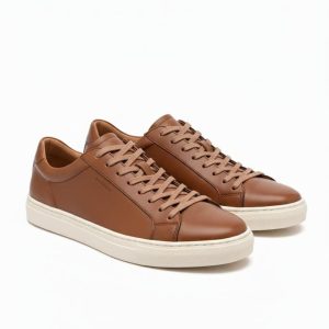 Men's Brown Leather Sneakers Casual Lowtop Trainers Bella